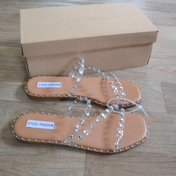 NWT Steve Madden Skyler Crystal Studded Strappy Sandals - Picture 2 of 3